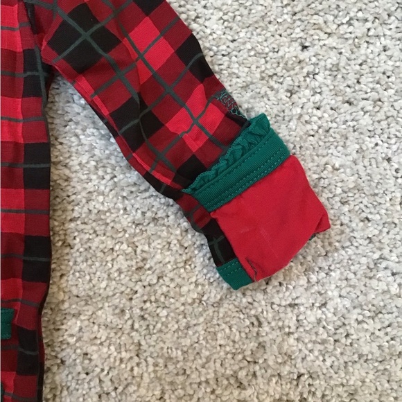 KicKee PANTS Plaid Ruffle Zip Footies | Size 3-6m - Picture 3 of 6